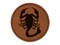 Scorpion Silhouette Round Iron-On Engraved Faux Leather Patch Applique - 2.5"